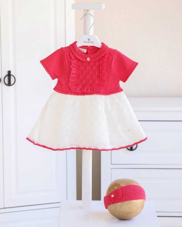 Elegant Knit Baby Dress with Matching Headband